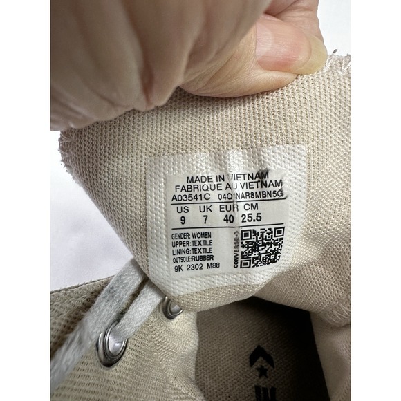Converse Women's Chuck Taylor All Star Beige High Top‎ Sneaker Sz 9 Basketball - Picture 8 of 14